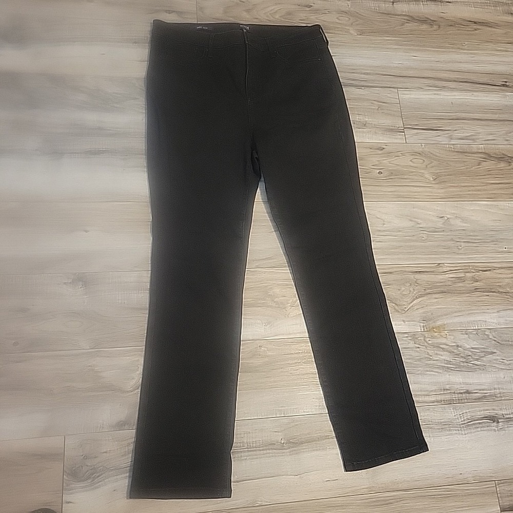 NYDJ Jeans Womens 14 Black Sheri Slim Stretch Dark Wash Denim Preppy LiftxTuck